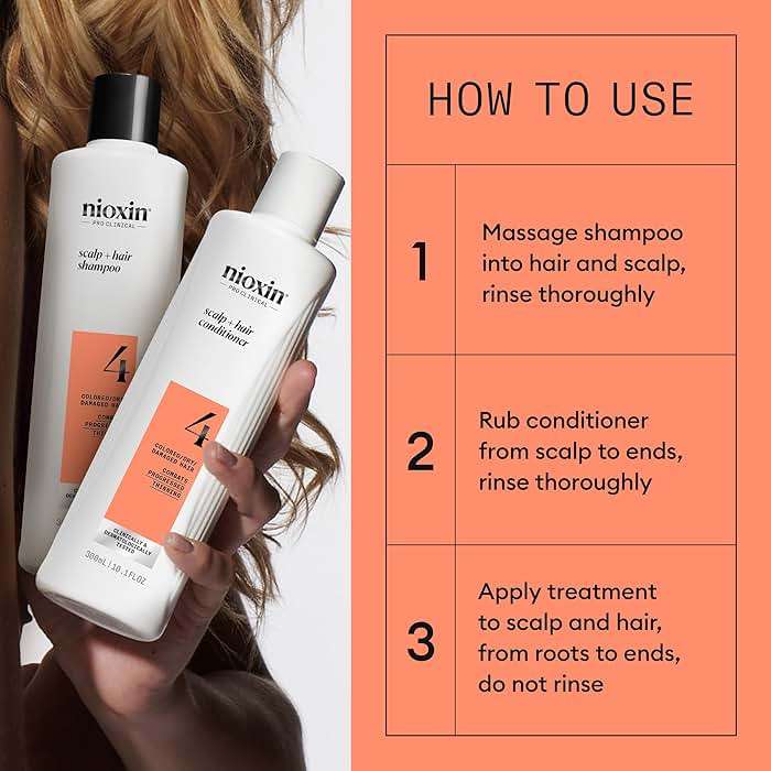 Nioxin System 4 Scalp Cleaning Shampoo and Therapy Conditioner Set for Color Treated Hair with Progressed Thinning - Image 4