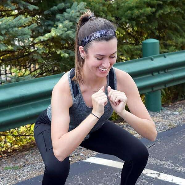 Sweaty Bands Womens Girls Headband - Non-Slip Velvet-Lined Workout Hairband - Booty Camp Camo Black Gray 1-Inch - Image 3