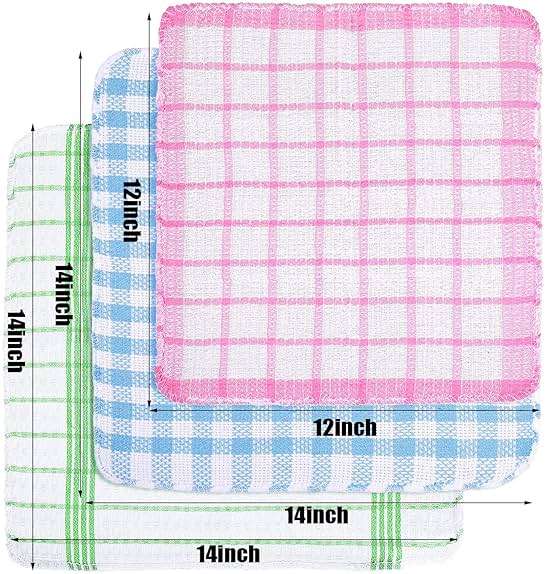 Patelai 12 Pcs Kitchen Dish Cloths for Washing Dishes Absorbent Dish Rags Cleaning Reusable Towels for Scrubbing Wipe Glass Summer Home Household Supplies(Bright Color,13.8'' X 13.8'', 11.8 x 11.8'') - Image 3