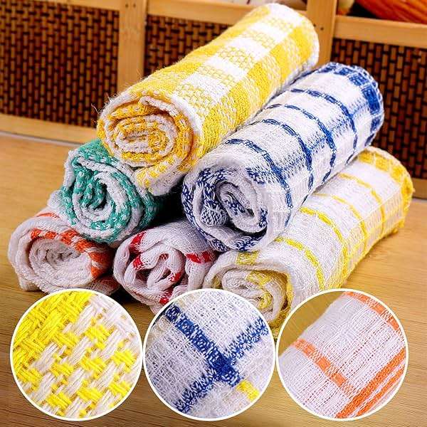 Patelai 12 Pcs Kitchen Dish Cloths for Washing Dishes Absorbent Dish Rags Cleaning Reusable Towels for Scrubbing Wipe Glass Summer Home Household Supplies(Bright Color,13.8'' X 13.8'', 11.8 x 11.8'') - Image 4