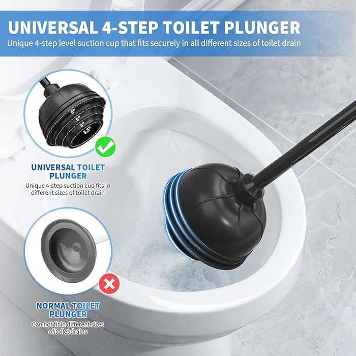 uptronic Toilet Plunger and Brush,2 Pack Bowl Brush and Heavy Duty Toilet Plunger Set with Holder, 2-in-1 Bathroom Cleaning Combo with Modern Caddy Stand for 5.7-inch Toilet Drain Bathroom Cleaning - Image 4