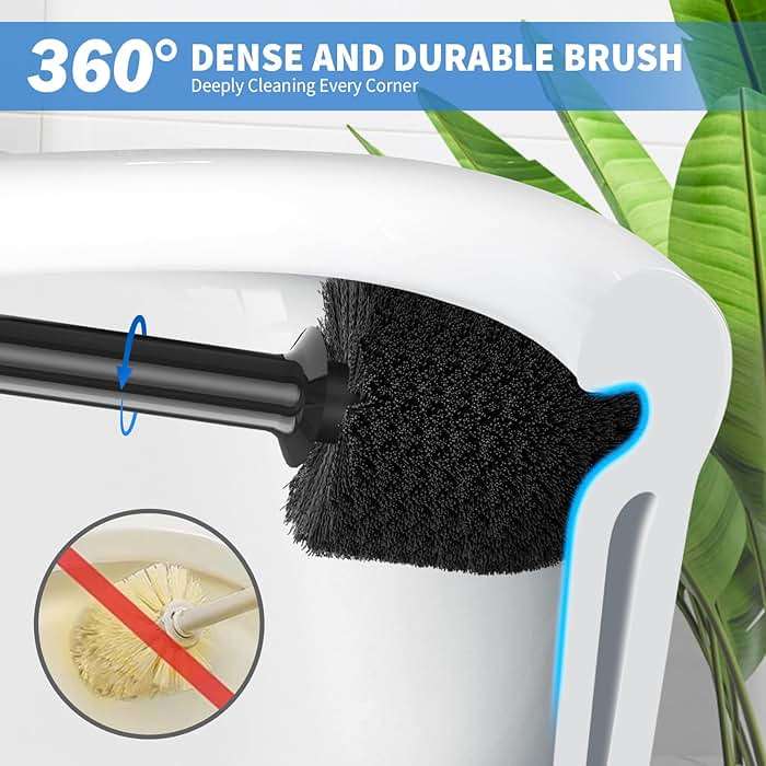 uptronic Toilet Plunger and Brush,2 Pack Bowl Brush and Heavy Duty Toilet Plunger Set with Holder, 2-in-1 Bathroom Cleaning Combo with Modern Caddy Stand for 5.7-inch Toilet Drain Bathroom Cleaning - Image 5