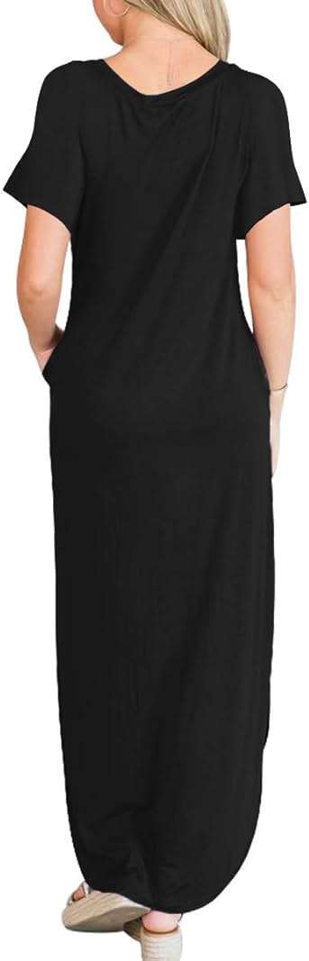 ANRABESS Womens Summer Maxi Dress Short Sleeve Casual Loose Long T Shirt Dresses Split Vacation Beach Sundress Travel Outfits - Image 4