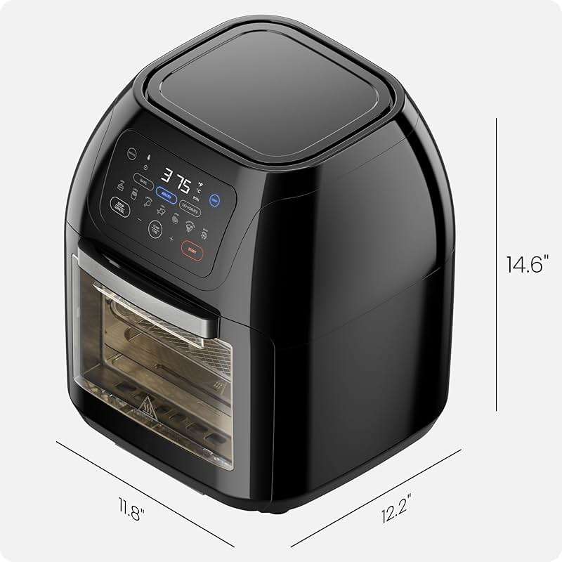 CHEFMAN Multifunctional Digital Air Fryer+ Rotisserie, Dehydrator, Convection Oven, 17 Touch Screen Presets Fry, Roast, Dehydrate, Bake, XL 10L Family Size, Auto Shutoff, Large Easy-View Window, Black - Image 2