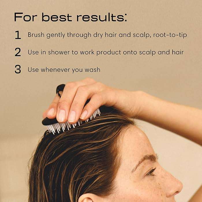 Jupiter Scalp Exfoliator - Scalp Massager Tool for Wet & Dry Hair - Ergonomic Detangler Brush - Dandruff Comb & Scrub to Remove Dandruff & Buildup and Support Circulation - Black/White - Image 5