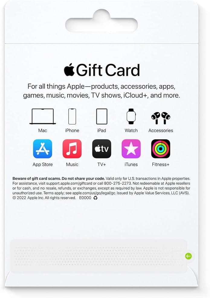 Apple Physical Gift Card | App Store, iTunes, iPhone, iPad, AirPods, MacBook, accessories and more - Design may vary - $100 - Image 2
