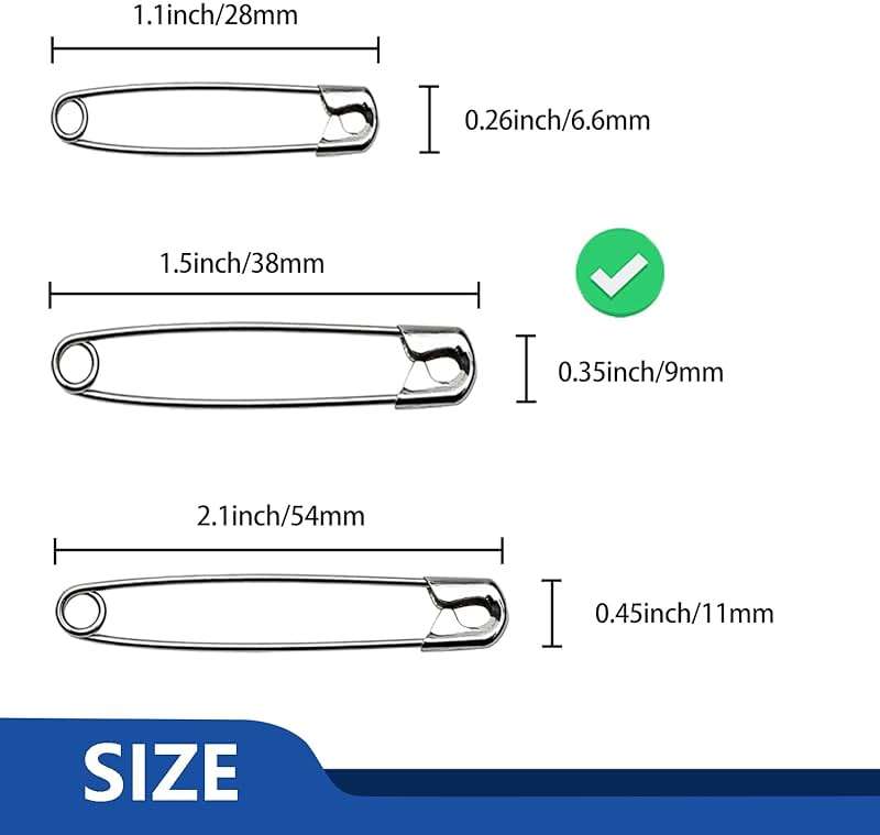500 Pcs ZIPCCI 1.5 inch Safety Pins,Small Safety Pins for Home Office Use DIY Crafts Jewelry Making - Image 3