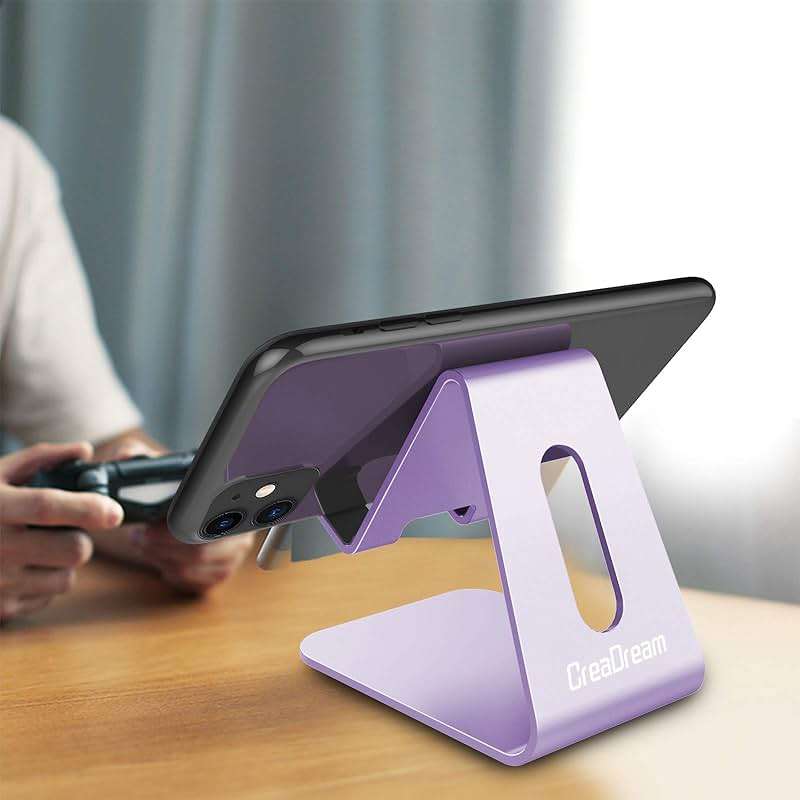 CreaDream Cell Phone Stand, Cradle, Holder,Aluminum Desktop Stand Compatible with Switch, All Smart Phone, iPhone 17 16 Pro Xs Max Xr X Se 8 7 6 6s Plus SE 5 5s-Purple - Image 2