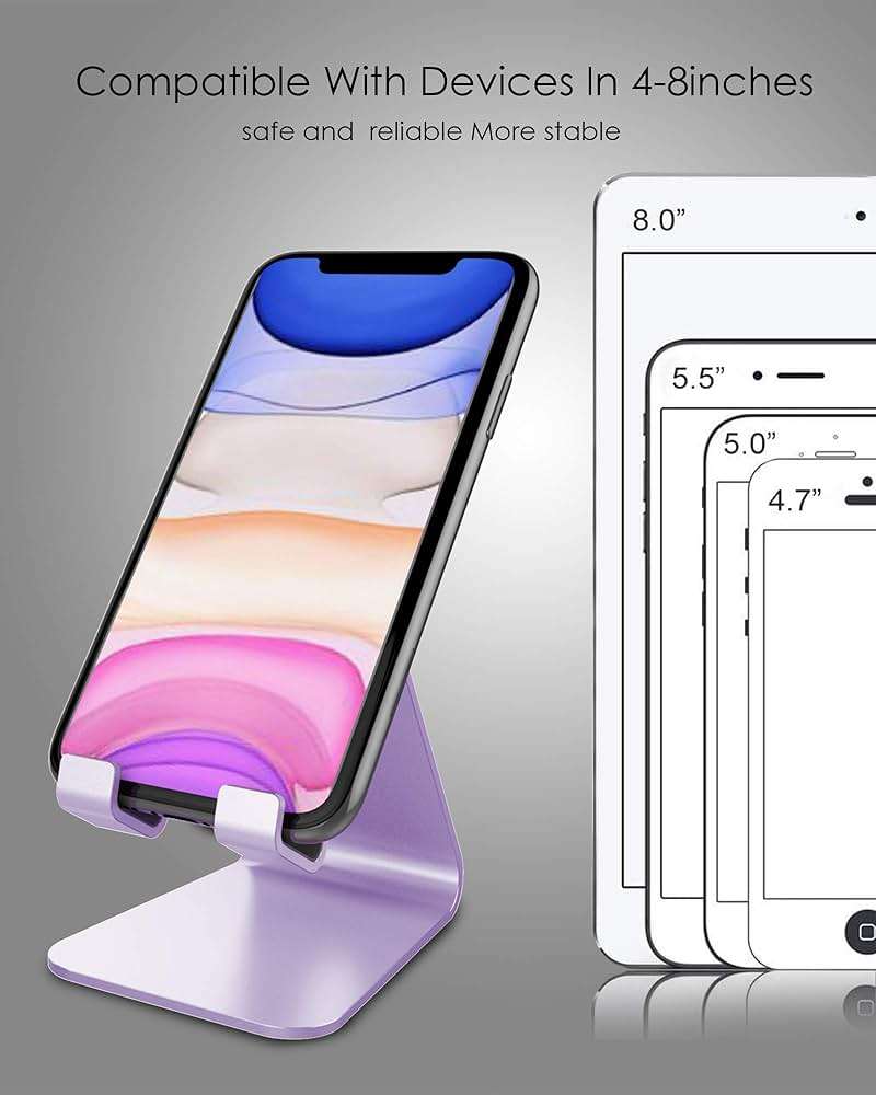 CreaDream Cell Phone Stand, Cradle, Holder,Aluminum Desktop Stand Compatible with Switch, All Smart Phone, iPhone 17 16 Pro Xs Max Xr X Se 8 7 6 6s Plus SE 5 5s-Purple - Image 4