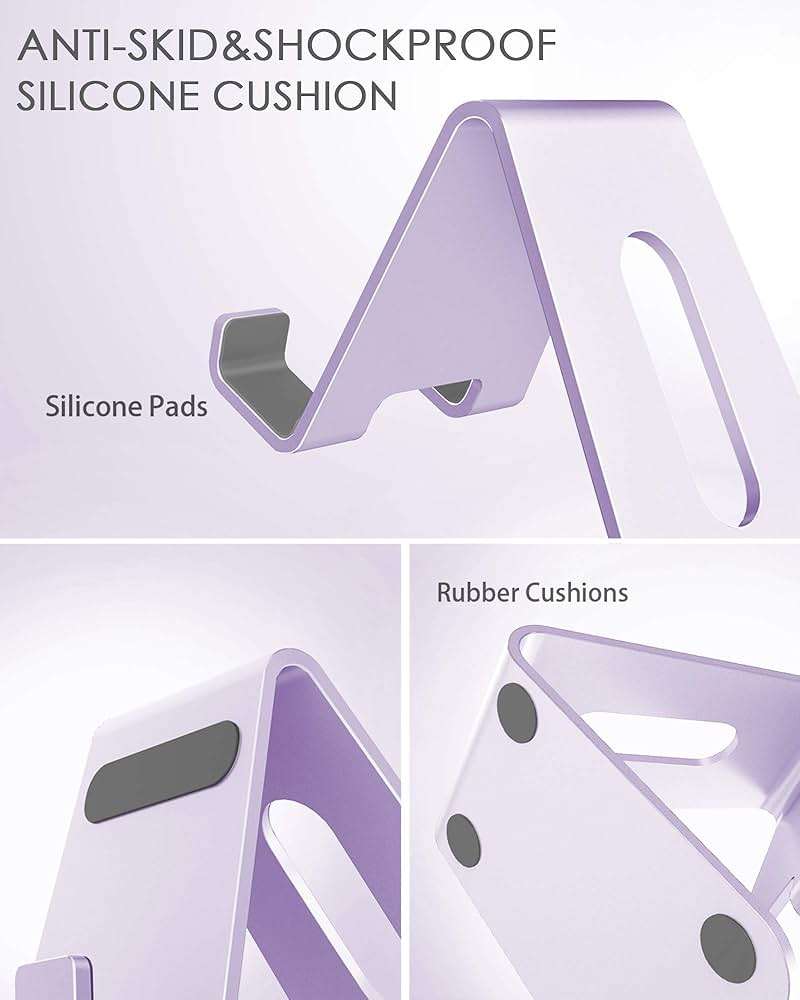CreaDream Cell Phone Stand, Cradle, Holder,Aluminum Desktop Stand Compatible with Switch, All Smart Phone, iPhone 17 16 Pro Xs Max Xr X Se 8 7 6 6s Plus SE 5 5s-Purple - Image 6