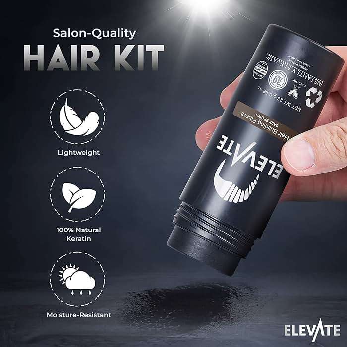 ELEVATE Hair Perfecting 3-in-1 Kit Set Includes Natural Thickening Fibers, Applicator Pump Nozzle & Locking Hold Spray | Instantly Conceal Balding Areas (Dark Brown) - Image 5