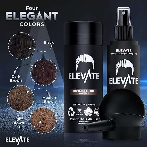 ELEVATE Hair Perfecting 3-in-1 Kit Set Includes Natural Thickening Fibers, Applicator Pump Nozzle & Locking Hold Spray | Instantly Conceal Balding Areas (Dark Brown) - Image 7