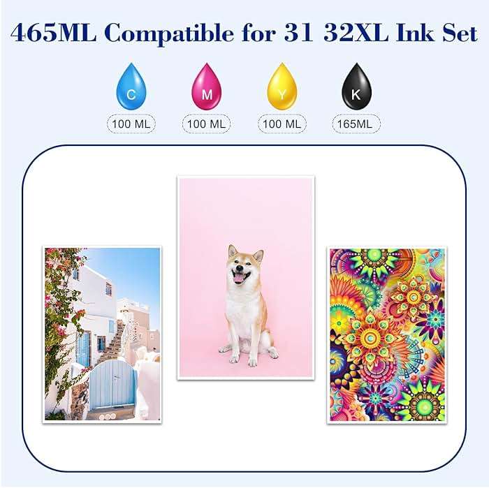 Pristar Compatible with HP 31 32XL Ink Bottle Set Compatible with HP Smart Tank 7301 7001 7602 5000 6001 5101 5102 5103 Plus 651 551 455 457 450 All-in-One Printer (165 ML 32XL Black Ink 100 ML 31 CMY - Image 5