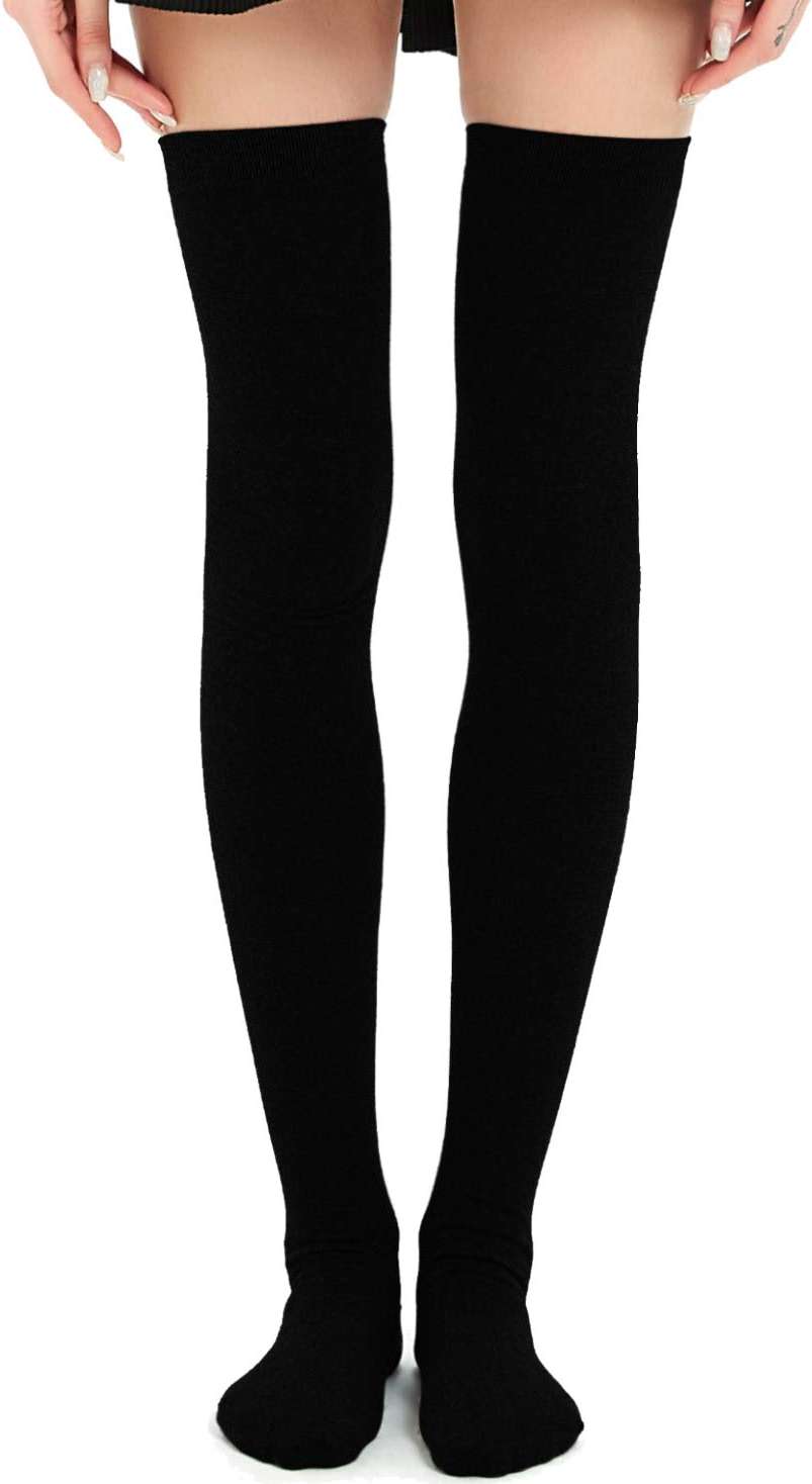 Kayhoma Extra Long Cotton Stripe Thigh High Socks Over the Knee High Stockings - Image 1