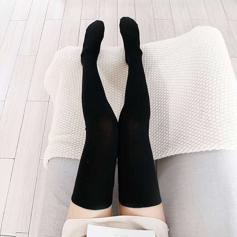Kayhoma Extra Long Cotton Stripe Thigh High Socks Over the Knee High Stockings - Image 7