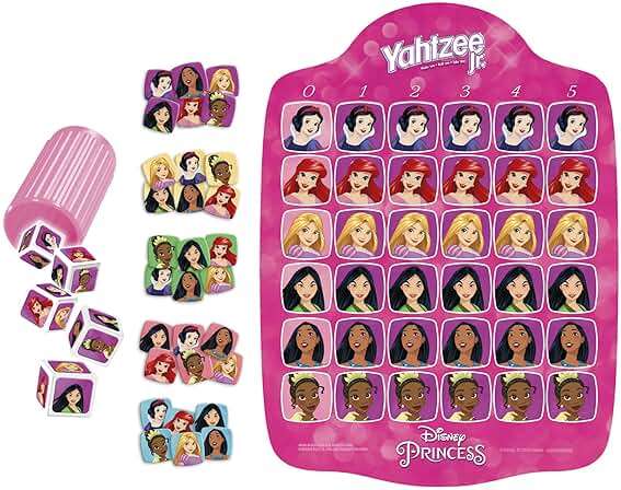 Hasbro Gaming Yahtzee Jr.: Disney Princess Edition Board Game for Kids Ages 4 and Up, for 2-4 Players, Counting and Matching Game for Preschoolers (Amazon Exclusive) - Image 2