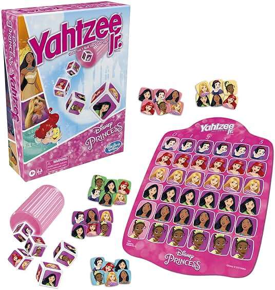 Hasbro Gaming Yahtzee Jr.: Disney Princess Edition Board Game for Kids Ages 4 and Up, for 2-4 Players, Counting and Matching Game for Preschoolers (Amazon Exclusive) - Image 6