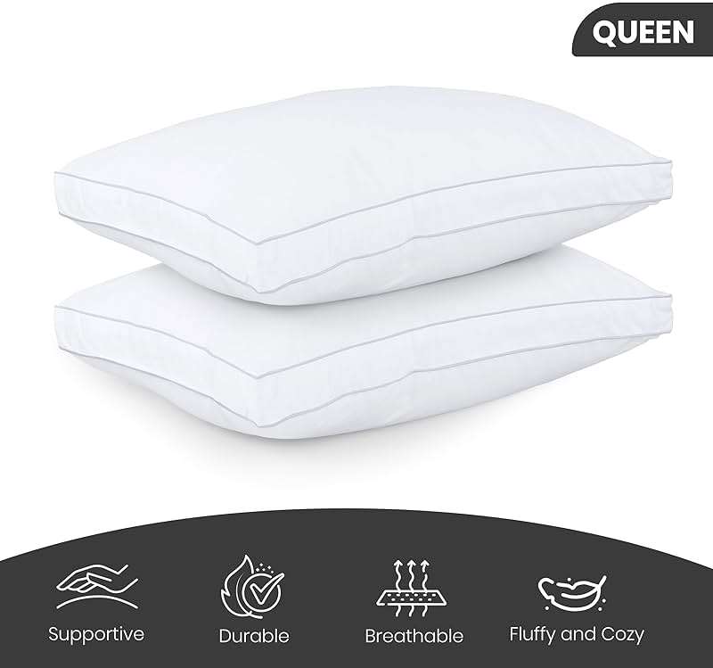 Utopia Bedding Bed Pillows for Sleeping Queen Size (White), Set of 2, Cooling Hotel Quality, Gusseted Pillow for Back, Stomach or Side Sleepers - Image 3