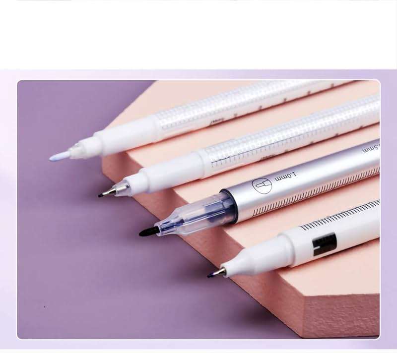 LabAider 6Pcs Professional Surgical Tip Skin Marker Pen Sterile Tattoo Stencil Markers Pen with Paper Ruler for Eyebrow, Lips - Individually Wrapped (0.5MM&1MM) - Image 7
