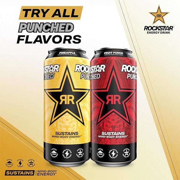 Rockstar Punched Energy Drink, Fruit Punch, 16 Fl Oz (Pack of 12) (Packaging May Vary) - Image 4