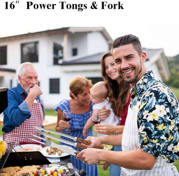 ROMANTICIST 23pcs Heavy Duty Grilling Gifts for Men Dad Fathers Day, Extra Thick BBQ Accessories Tools Set, Stainless Steel Grill Utensils Kit with Meat Claws,Canvas Bag for Outdoor Camping Brown - Image 2