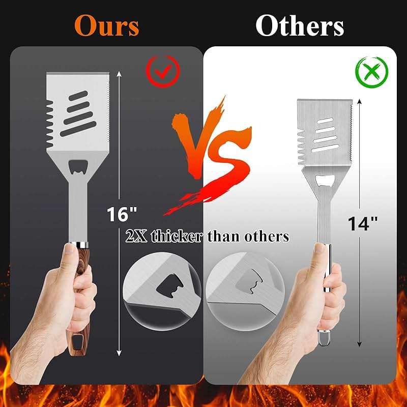 ROMANTICIST 23pcs Heavy Duty Grilling Gifts for Men Dad Fathers Day, Extra Thick BBQ Accessories Tools Set, Stainless Steel Grill Utensils Kit with Meat Claws,Canvas Bag for Outdoor Camping Brown - Image 3
