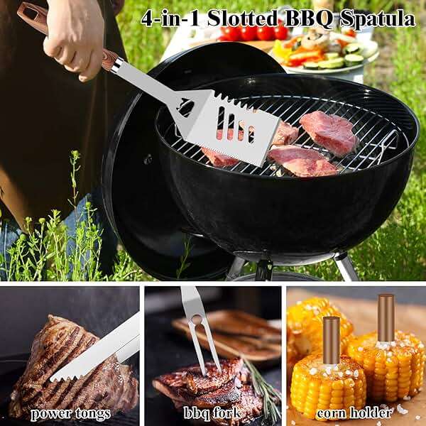 ROMANTICIST 23pcs Heavy Duty Grilling Gifts for Men Dad Fathers Day, Extra Thick BBQ Accessories Tools Set, Stainless Steel Grill Utensils Kit with Meat Claws,Canvas Bag for Outdoor Camping Brown - Image 5