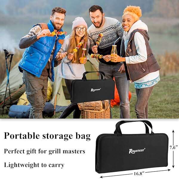 ROMANTICIST 23pcs Heavy Duty Grilling Gifts for Men Dad Fathers Day, Extra Thick BBQ Accessories Tools Set, Stainless Steel Grill Utensils Kit with Meat Claws,Canvas Bag for Outdoor Camping Brown - Image 6