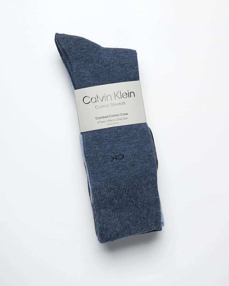 Calvin Klein Mens Crew Socks - 4 Pack Soft Cotton Blend Cushioned Crew Dress Socks for Men, for Formal, Casual and Work Wear - Image 2