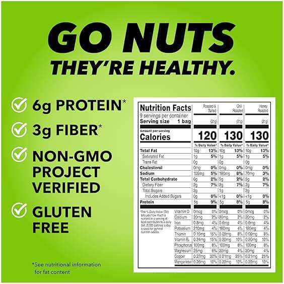 Wonderful Pistachios No Shells, 3 Flavors Mixed Variety Pack of 9 (0.75 Ounce), Roasted & Salted Nuts (4), Chili (3), Honey (2), Protein Snacks, Gluten Free, Healthy Snacks Variety Pack for Adults - Image 2