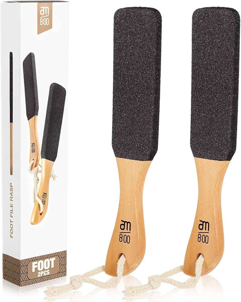 Pumice Stone Foot File (2-Pack), Wooden Handle Foot Scrubber & Callus Remover for Dry, Rough Skin and Corns Pedicure - Image 1