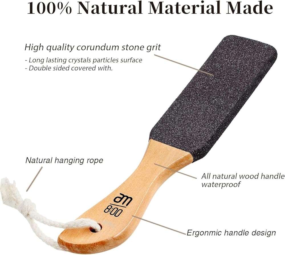 Pumice Stone Foot File (2-Pack), Wooden Handle Foot Scrubber & Callus Remover for Dry, Rough Skin and Corns Pedicure - Image 2