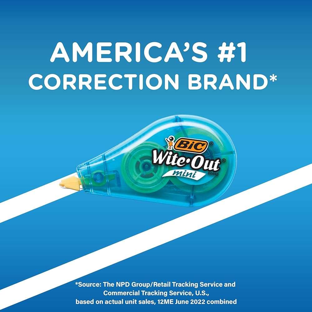 BIC Wite-Out Mini Correction Tape, White, No Dry Time, Long Lasting, 6-Count - Image 6