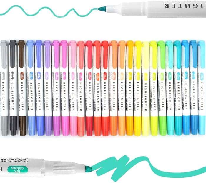 YOOUSOO 25 Pack Pastel Highlighters Assorted Colours, Dual Tip Bible Highlighter, Chisel Tip Mild Highlighters No Bleed Fluorescent Highlighter Pens for School Student Office Journals - Image 9