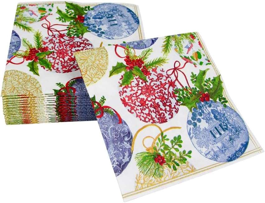 Caspari Porcelain Ornaments Paper Cocktail Napkins - 20 Per Package - Image 5