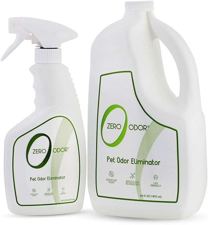 Zero Odor - Pet Odor Eliminator Bundle- Eliminate Air & Surface Odors – Patented Molecular Technology Best for Carpet, Furniture, Pet Beds - Smell Great Again, 16oz & 64oz Refill - Image 1