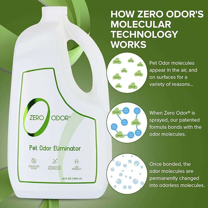 Zero Odor - Pet Odor Eliminator Bundle- Eliminate Air & Surface Odors – Patented Molecular Technology Best for Carpet, Furniture, Pet Beds - Smell Great Again, 16oz & 64oz Refill - Image 4