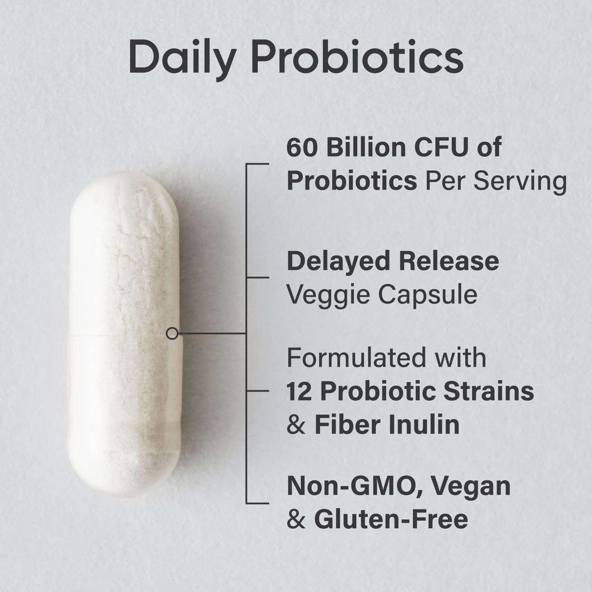 Sports Research® Daily Probiotics 60 Billion CFU w/Prebiotics, 30 Count | 12 Lacto & Bifido Strains for Gut & Digestive Support - Vegan, Non-GMO - Image 4