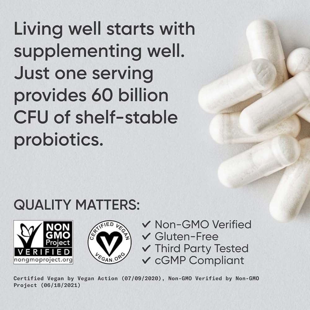 Sports Research® Daily Probiotics 60 Billion CFU w/Prebiotics, 30 Count | 12 Lacto & Bifido Strains for Gut & Digestive Support - Vegan, Non-GMO - Image 6