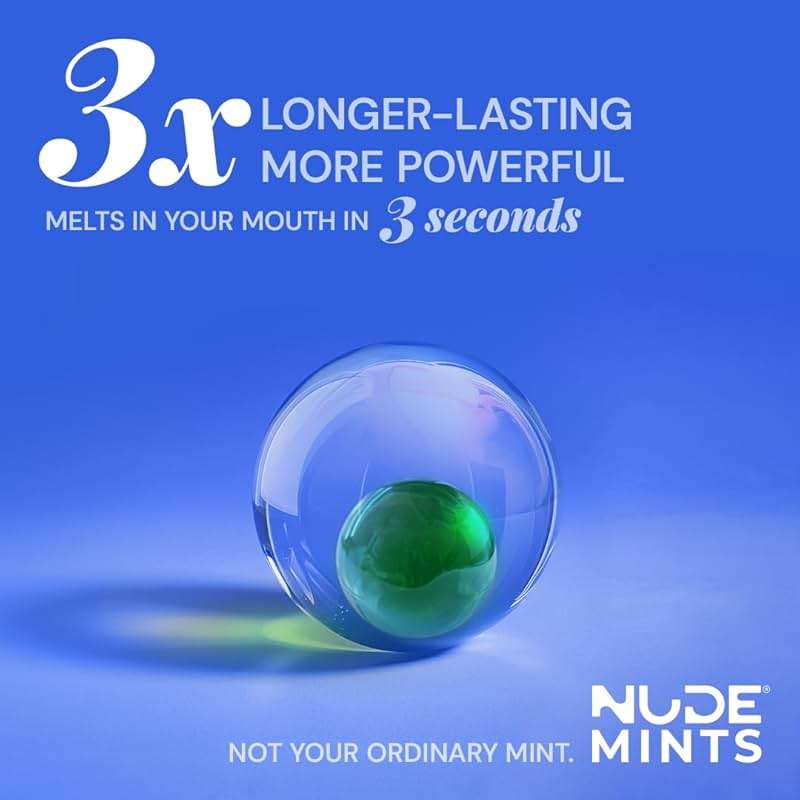 NUDE MINTS | Dual Action Liquid Capsules | Mouth Watering Mint - Lasts 3X Longer - 3X Stronger - Extreme Bad Breath Treatment For Adults - Sugar Free, 0 Calorie - Peppermint - 5 Pack - 150 Capsules - Image 4