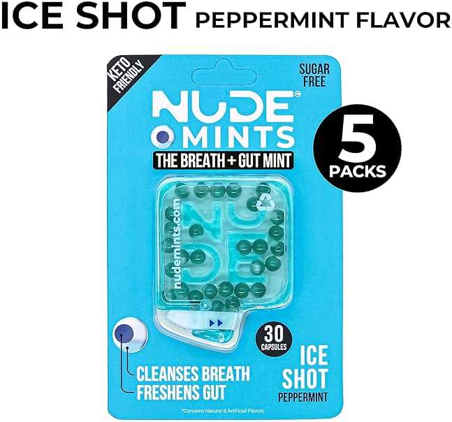 NUDE MINTS | Dual Action Liquid Capsules | Mouth Watering Mint - Lasts 3X Longer - 3X Stronger - Extreme Bad Breath Treatment For Adults - Sugar Free, 0 Calorie - Peppermint - 5 Pack - 150 Capsules - Image 7