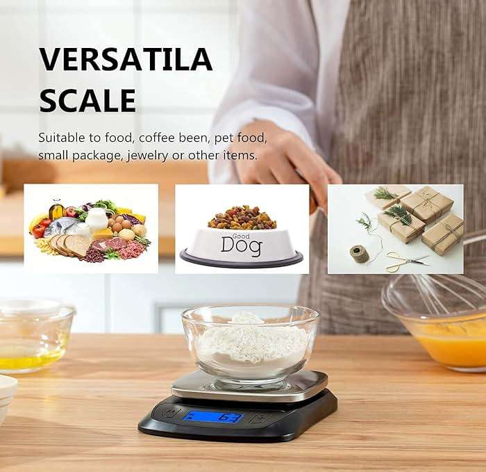 NUTRI FIT Ultra Slim Kitchen Scale Digital Food Weight Scale for Baking Cooking in Grams and Ounces Tare & Backlit LCD Display 11lb 5kg Capacity- Black/Stainless Steel - Image 9