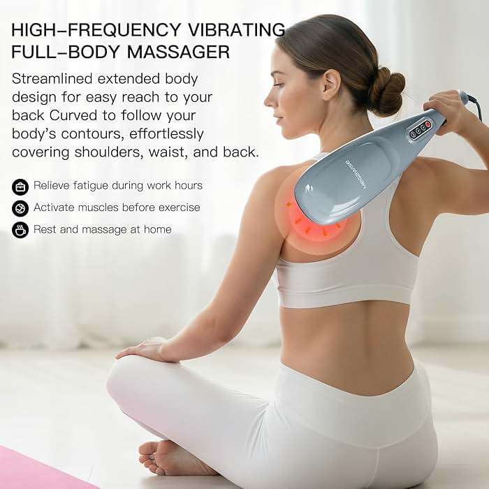 MEGAWISE Handheld Deep Tissue Neck Back Massager for Shoulders, Waist, Legs, 3600 RPM Powerful Motor Electric Neck Massager with 5 Nodes & 5 Speeds, A Little Heavy - Image 4