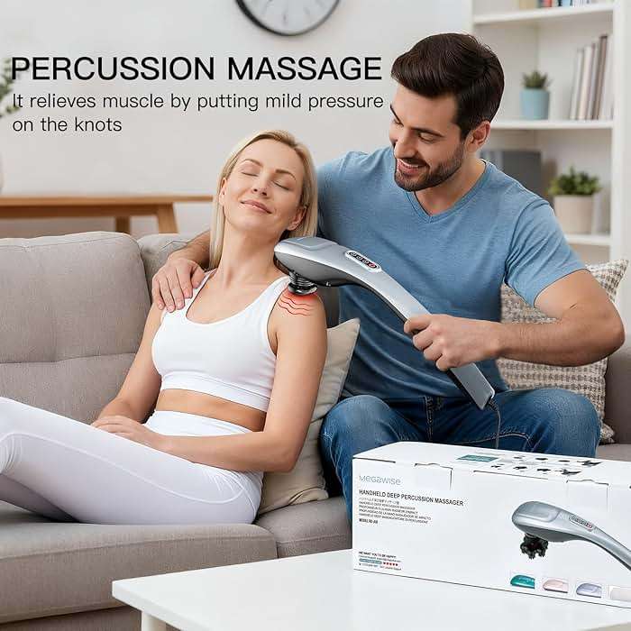 MEGAWISE Handheld Deep Tissue Neck Back Massager for Shoulders, Waist, Legs, 3600 RPM Powerful Motor Electric Neck Massager with 5 Nodes & 5 Speeds, A Little Heavy - Image 6
