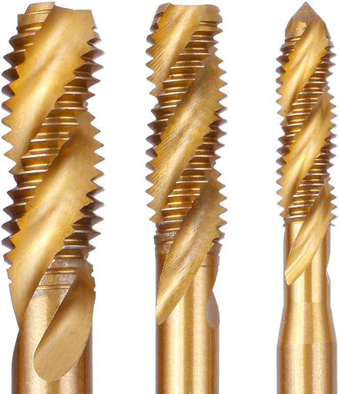 Rocaris 9 Pack of M2 M2.5 M3 M4 M5 M6 M8 M10 M12 Titanium Coated HSS Spiral Flute Metric Taps Set - Image 6