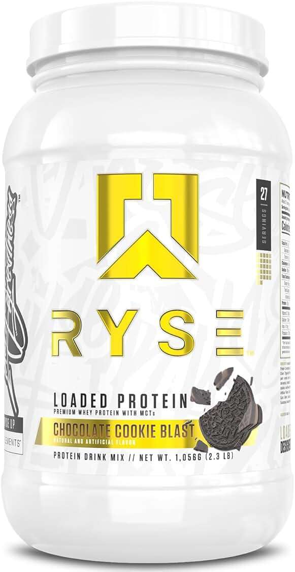 RYSE Loaded Protein Powder - Chocolate Cookie Blast - 25g Whey Protein Isolate & Concentrate with Prebiotic Fiber & MCTs - Low Carb, Low Sugar, Digestive-Friendly - 27 Servings / 2 lb Tub - Image 1