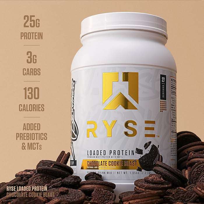 RYSE Loaded Protein Powder - Chocolate Cookie Blast - 25g Whey Protein Isolate & Concentrate with Prebiotic Fiber & MCTs - Low Carb, Low Sugar, Digestive-Friendly - 27 Servings / 2 lb Tub - Image 4
