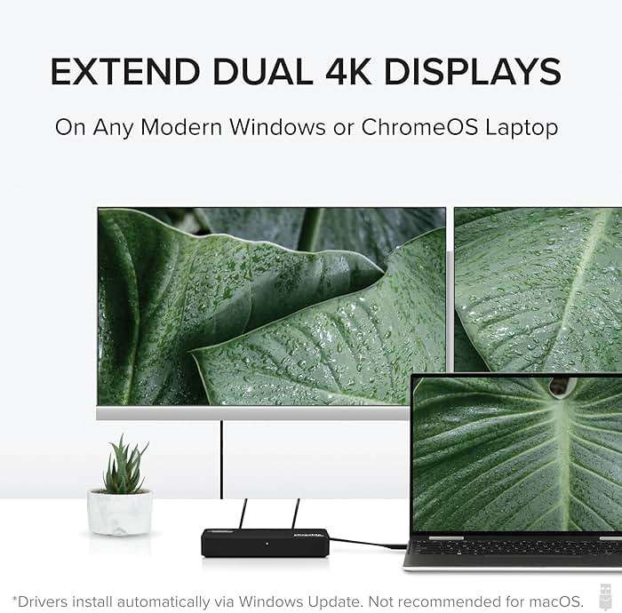 Plugable 4K DisplayPort and HDMI Dual Monitor Adapter for USB 3.0 and USB-C, Compatible with Windows - Image 2
