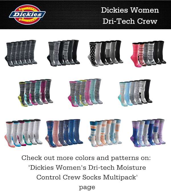Dickies Women's Dri-Tech Essential Moisture Control Crew Socks, Available in S-XL (6, 12 Pairs) - Image 3