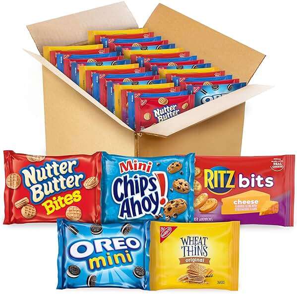 OREO Mini Cookies, Mini CHIPS AHOY! Cookies, RITZ Bits Cheese Crackers, Nutter Butter Bites & Wheat Thins Crackers, Nabisco Cookie & Cracker Variety Pack, 50 Snack Packs - Image 1